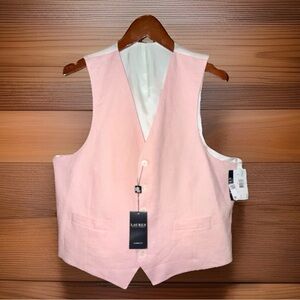 C NWT Men’s Lauren (RL) Hitchcock Pink Linen Vest - L